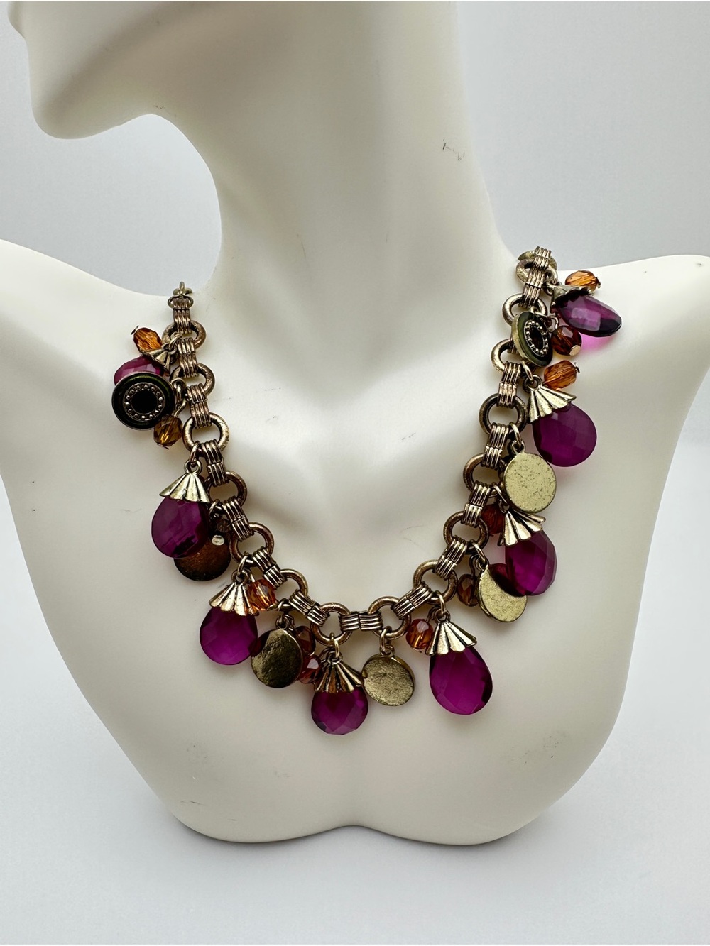 Statement Purple Teardrop Charm Necklace